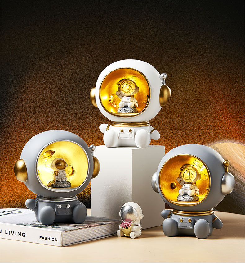 Astronaut Creative Night Light Piggy Bank Resin Decor