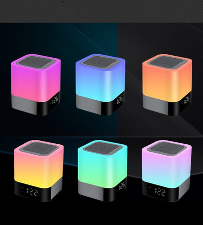 Alarm Clock Bluetooth Speaker Touch Screen LED Light Portable Colorful Light Desktop Audio