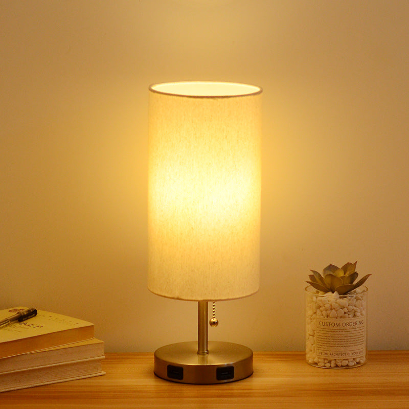 USB Table Lamp Bedside Night Light Solid Wood LED Desk Lamp