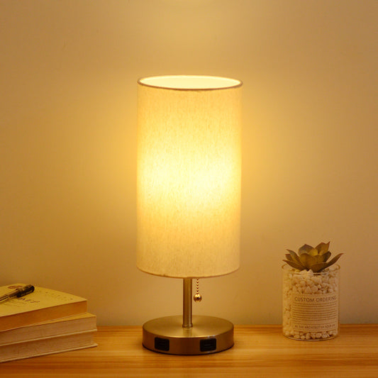 USB Table Lamp Bedside Night Light Solid Wood LED Desk Lamp