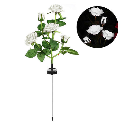 LED Solar Simulation Rose Flower Light Waterproof Garden Landscape Lamp