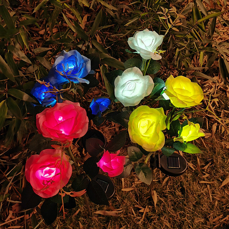 Resin Craft Lotus Tulips Flower LED Solar Light Waterproof Outdoor