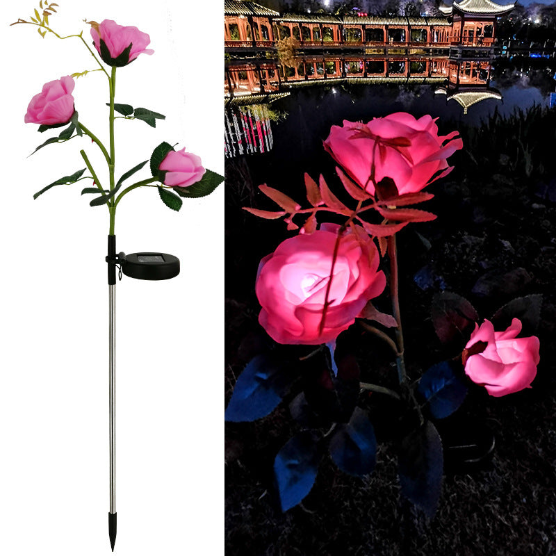 Resin Craft Lotus Tulips Flower LED Solar Light Waterproof Outdoor