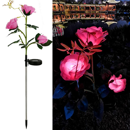 Resin Craft Lotus Tulips Flower LED Solar Light Waterproof Outdoor