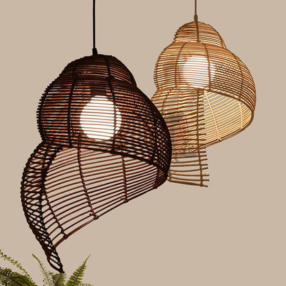 NEW Snail Rattan Pendant Light, Creative Art Vintage