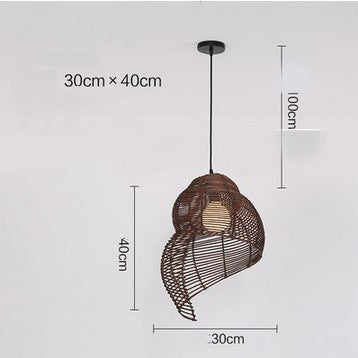 NEW Snail Rattan Pendant Light, Creative Art Vintage