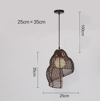 NEW Snail Rattan Pendant Light, Creative Art Vintage