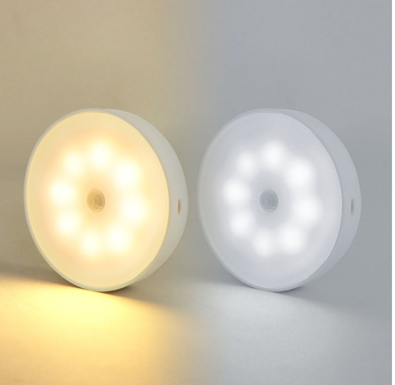 Usb Rechargeable Motion Sensor Light Round LED Puck