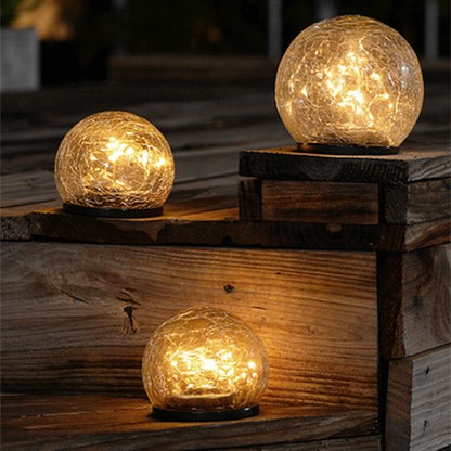 Cracked Glass Ball LED Solar Light Solar Power Garden Light