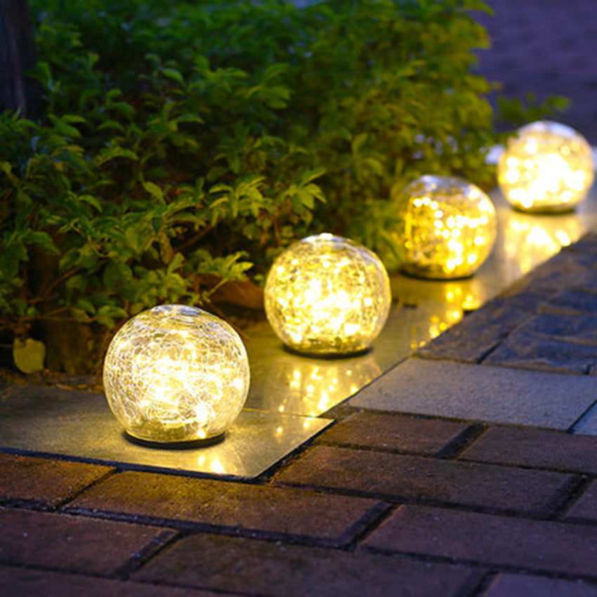 Cracked Glass Ball LED Solar Light Solar Power Garden Light