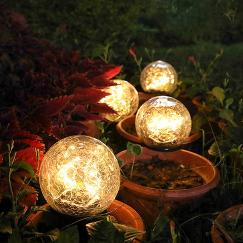 Cracked Glass Ball LED Solar Light Solar Power Garden Light