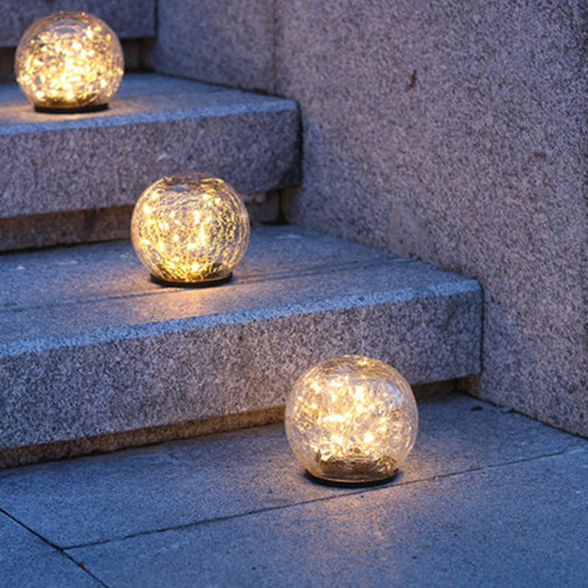 Cracked Glass Ball LED Solar Light Solar Power Garden Light