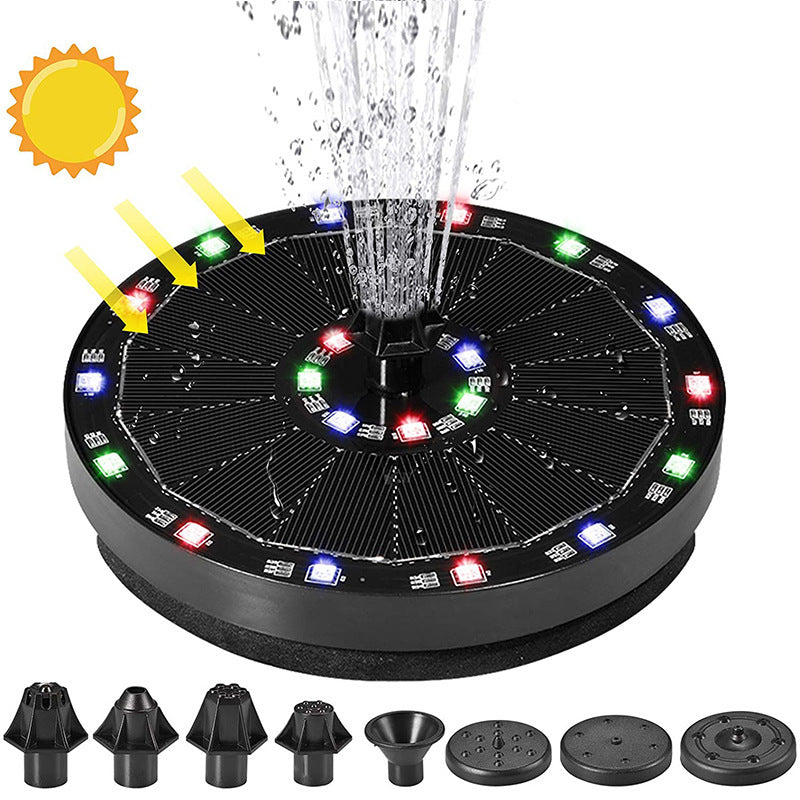 Pool Flowing Water Floating Fountain 7V3W Battery With Colored Lights