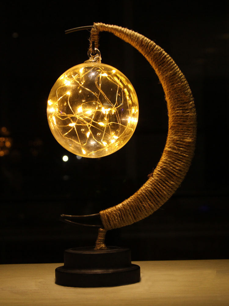 Ins Wind Iron Ornament Led Moon Star Shape Copper Wire Lamp