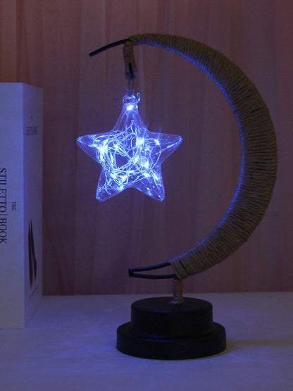 Ins Wind Iron Ornament Led Moon Star Shape Copper Wire Lamp