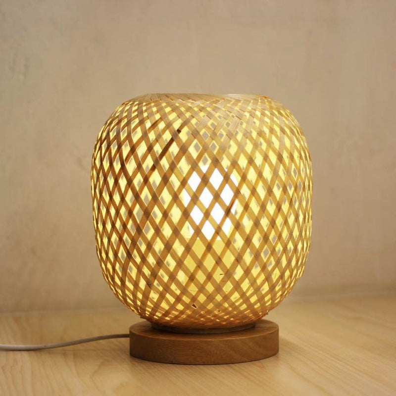 Ins Wind Warm Nordic Bamboo Strip Woven Simple Net Lamp