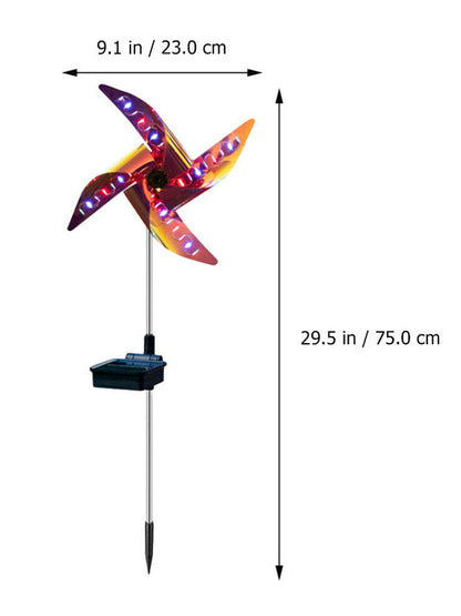 Led Solar Wind Spinner Light Garden Path Outdoor Yard Pinwheels