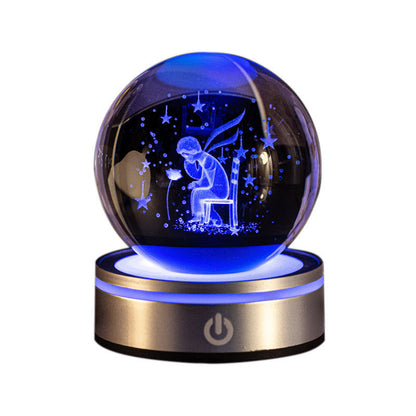 Creative 3D Inner Carving Luminous Crystal Ball Night Lamp