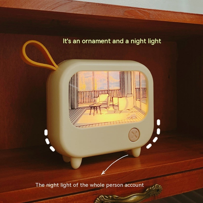 TV Small Night Lamp Creative Bedroom Bedside Lamp Mini LED