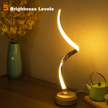 LED Spiral Table Lamp Modern Curved Desk Bedside Lamp