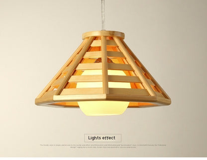 Modern Minimalist Bamboo Woven Woodcraft Ceiling Lamp