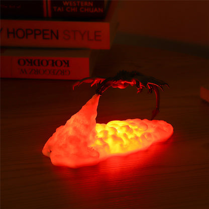 3D Printed LED Cartoon Fire Dragon Lamps Decoration Gift