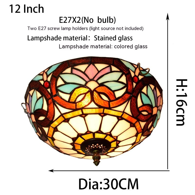 Mediterranean Retro Stained Glass Ceiling Lamp