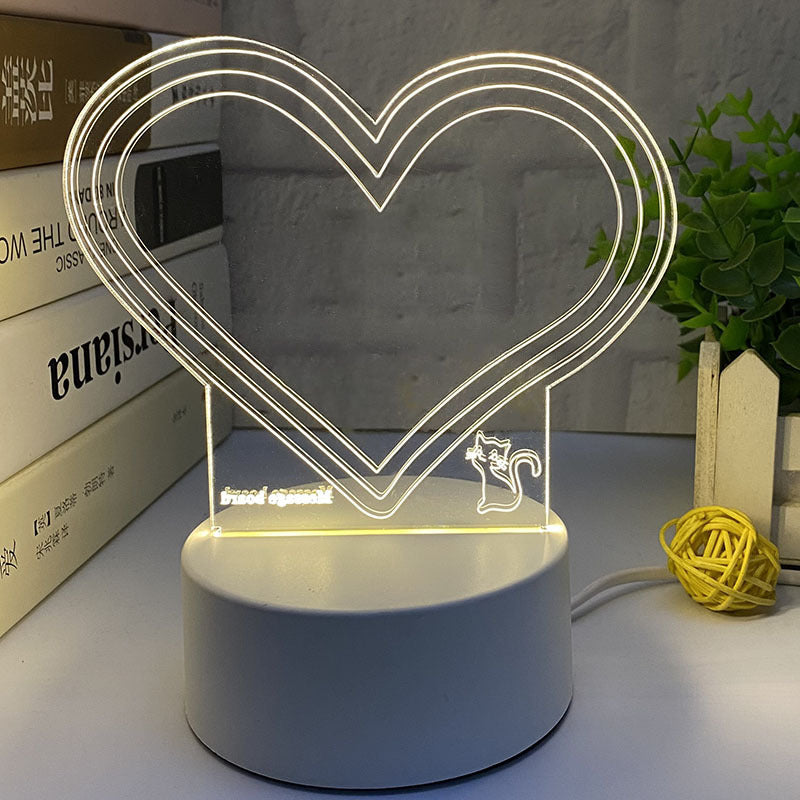 3d Small Night Lamp Desktop Luminous Note Board