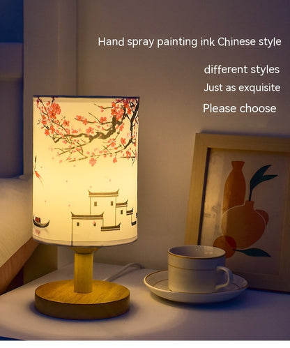 Cozy Table Lamp Bedroom Bedside Chinese Style Literary