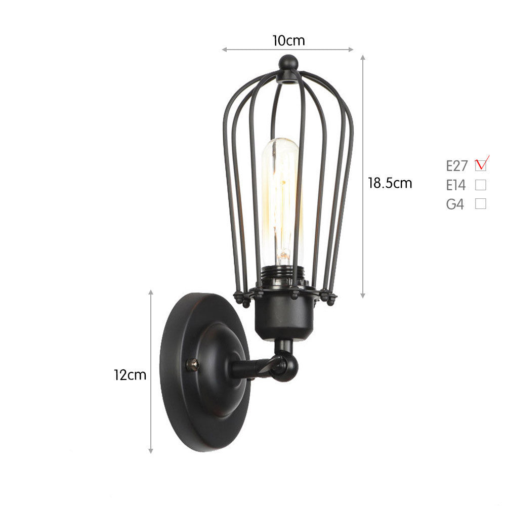 Retro bedroom living room aisle wrought iron wall lamp