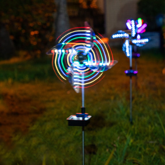 Led Solar Wind Spinner Light Garden Path Outdoor Yard Pinwheels