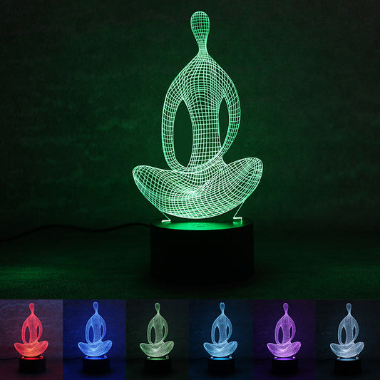 3D 7 Color Changing Yoga LED Meditation Of Acrylic Night Light