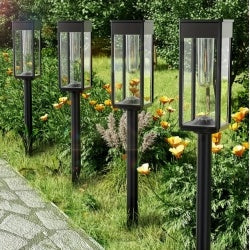 8 Pack Outdoor Solar Pathway Lights  Cold White For Garden