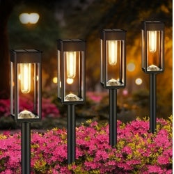 8 Pack Outdoor Solar Pathway Lights  Cold White For Garden