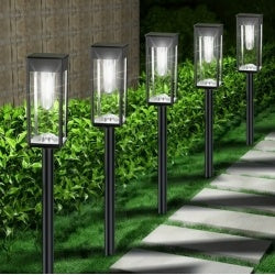 8 Pack Outdoor Solar Pathway Lights  Cold White For Garden