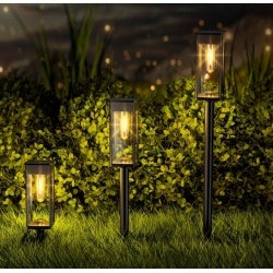 8 Pack Outdoor Solar Pathway Lights  Cold White For Garden