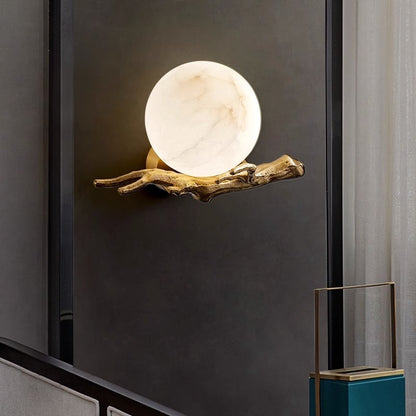 Light Luxury Copper Marble Creative Bedroom Wall Lamp