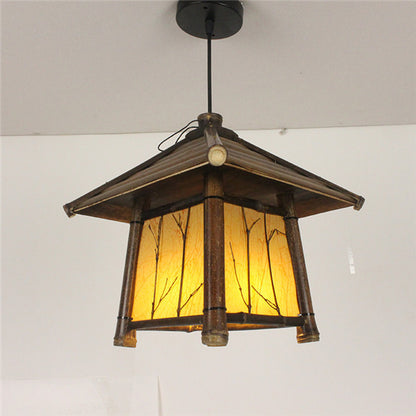 Retro Chinese Style Chandelier Tea Room Bamboo Lamp