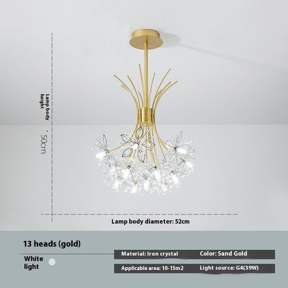 Simple Dandelion Crystal Chandelier Bedroom Lamps