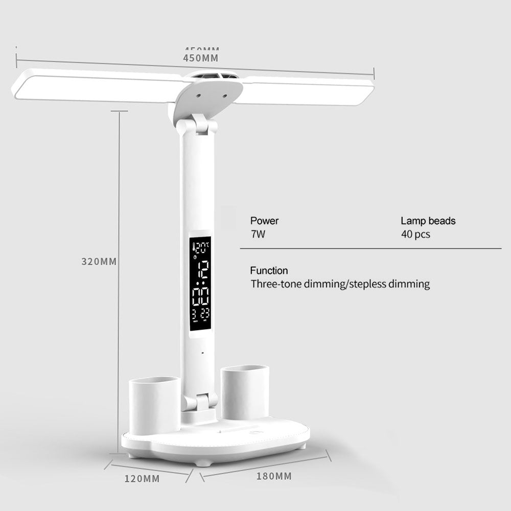 LED Desk Lamp,Multifunction Table Lamp With Calendar USB Touch Night Light With Pen Holder For Bedroom Reading Lamp