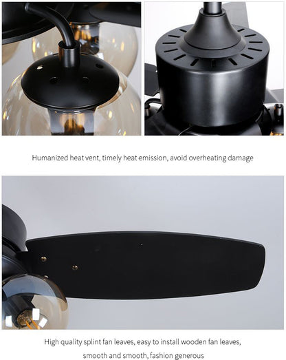 Nordic Industrial Wind Magic Bean Glass Ceiling Fan Light