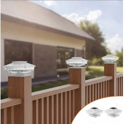 8 Pack Outdoor Solar Post Cap Lights Wood Posts In Garden