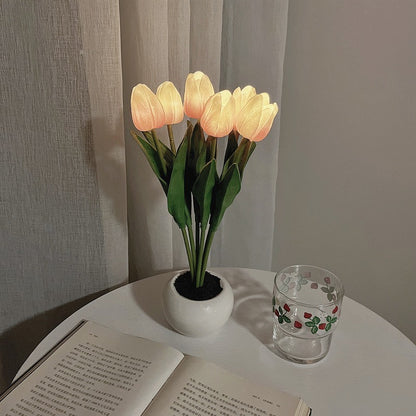 LED Tulip Flower Night Light Artificial Flowerpot Potted Plant