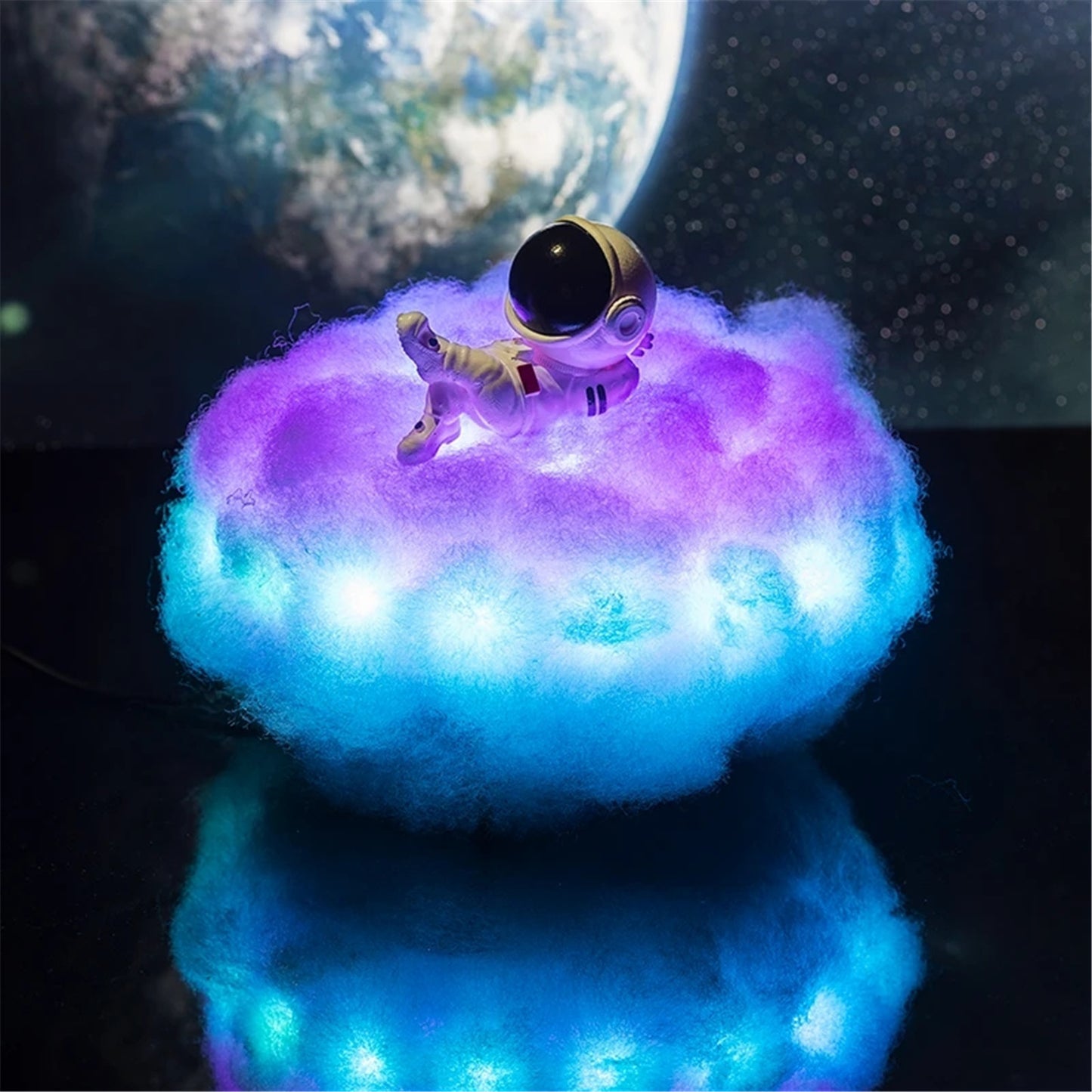 LED Colorful Clouds Astronaut Lamp With Rainbow Effect As Night Light