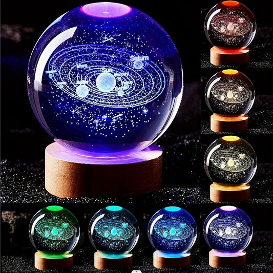 Creative 3D Inner Carving Luminous Crystal Ball Night Lamp