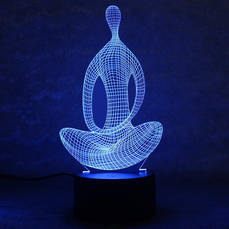 3D 7 Color Changing Yoga LED Meditation Of Acrylic Night Light