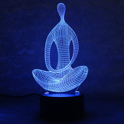 3D 7 Color Changing Yoga LED Meditation Of Acrylic Night Light