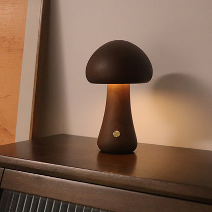 INS Wooden Cute Mushroom LED Night Light With Touch Switch  Bedside