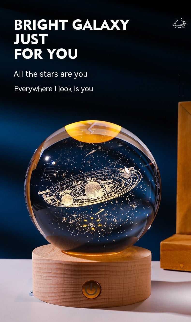 3D Warm Light Inner Carving Solid Wood Desktop