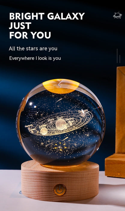 3D Warm Light Inner Carving Solid Wood Desktop